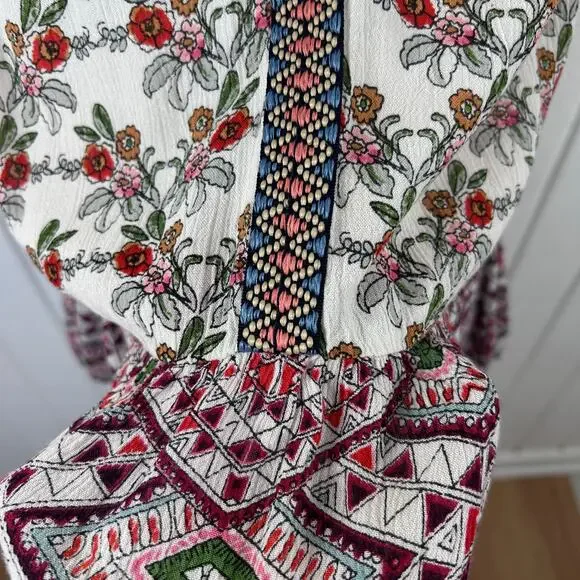 Patrons of Peace Boho Peplum Tank Floral Festival Top Hippie Women M - Picture 2 of 8